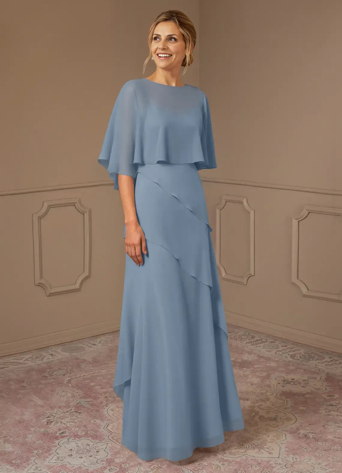 Stylish Refined Elegant Chiffon A-Line Scoop Neck Mother of the Bride Dress