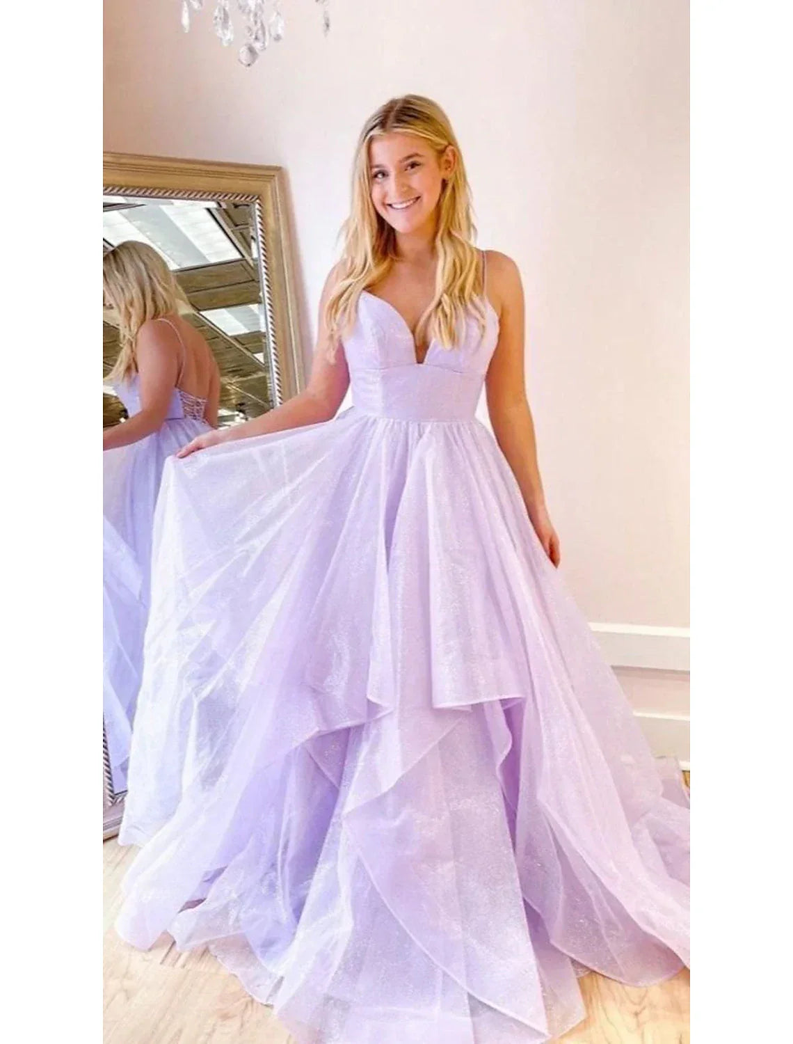 Ball Gown Prom Dresses Glittering Dress Wedding Party Court Train Sleeveless Spaghetti Strap Backless with Ruffles