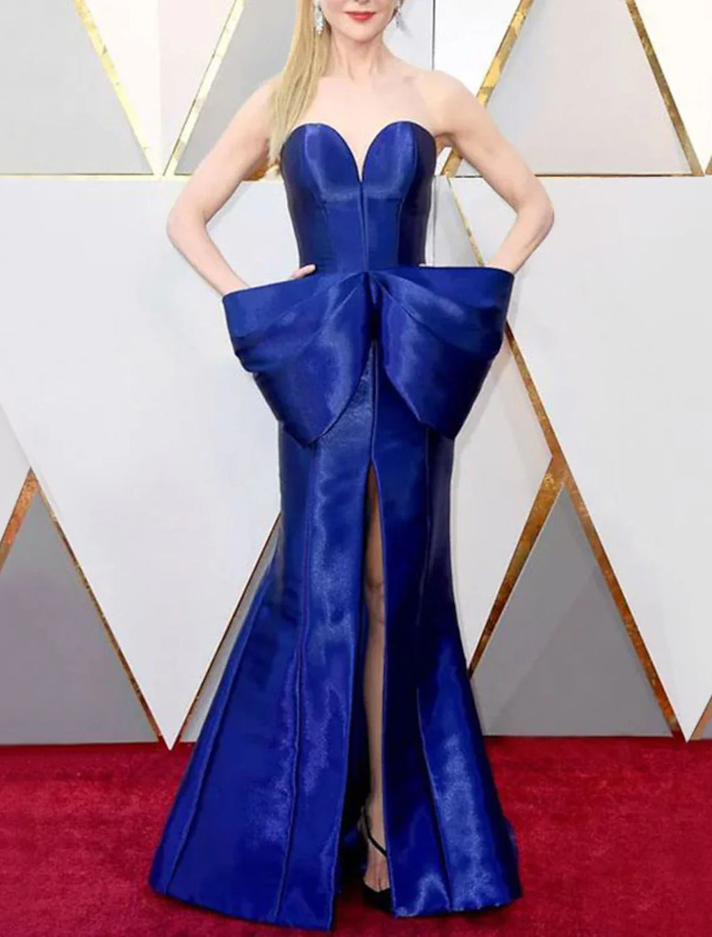 Mermaid / Trumpet Celebrity Style Elegant Engagement Formal Evening Dress Strapless Sleeveless Sweep / Brush Train with Bow(s)