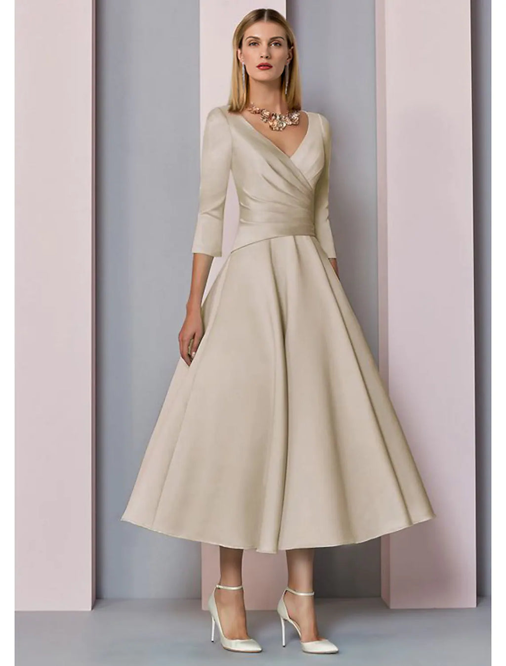 Mother of the Bride Dress Wedding Guest Vintage Plus Size Elegant V Neck