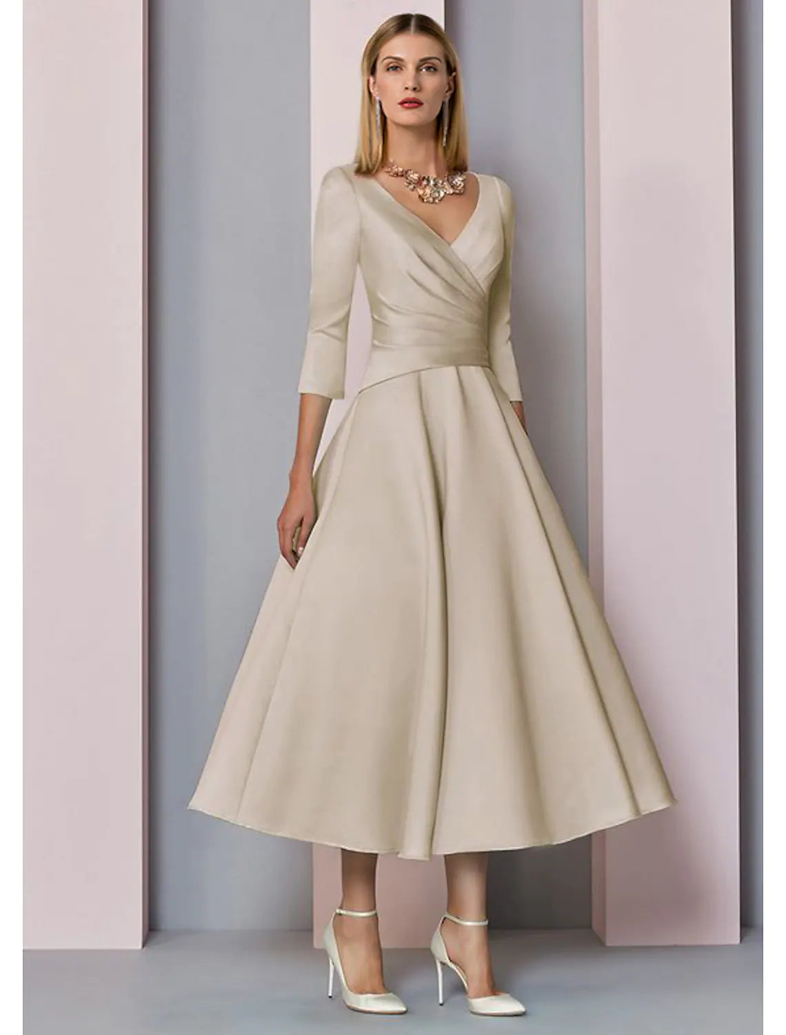 Mother of the Bride Dress Wedding Guest Vintage Plus Size Elegant V Neck