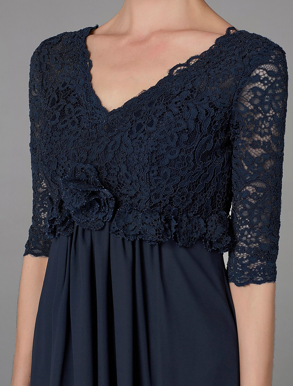 Mother of the Bride Dress Elegant Luxurious V Neck Floor Length Half Sleeve with Bow(s)