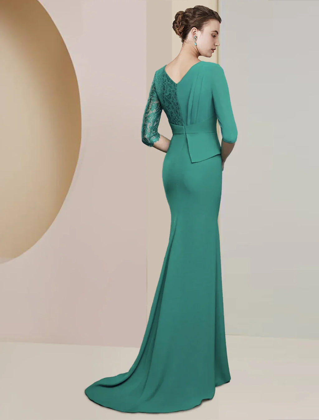 Sheath / Column Mother of the Bride Dress Formal Wedding Guest Party Elegant V Neck Floor Length Half Sleeve with Ruching