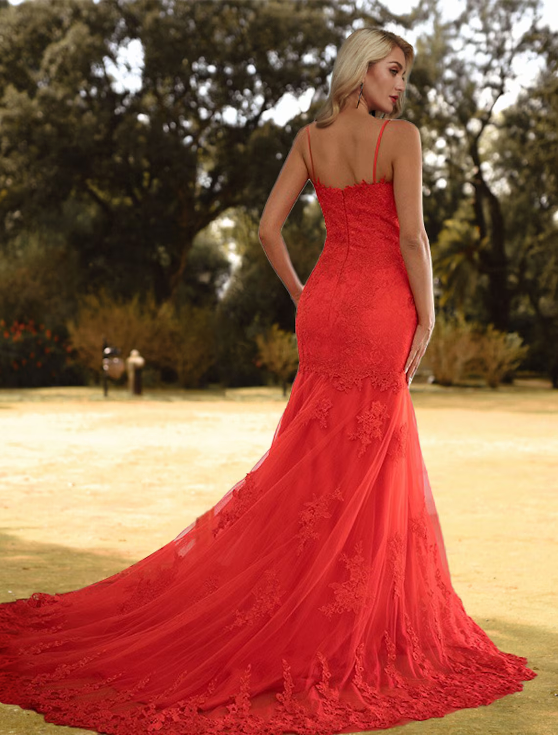 Cut Out Sexy Engagement Formal Evening Dress Spaghetti Strap Sleeveless Court Train with Pleats