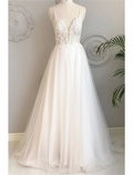 Beach Wedding Dresses A-Line Sleeveless Strap With Buttons Appliques