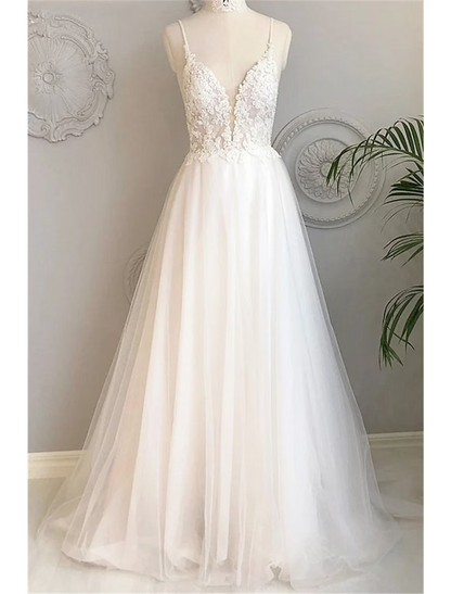 Elegant Red A-Line Classic-Neck Sleeveless Classic-Back Floor-Length Wedding Dress