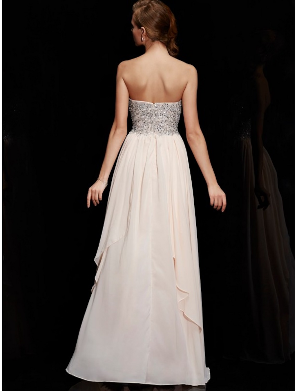 Sparkle Shine Dress Formal Floor Length Sleeveless Strapless with Rhinestone Ruffles