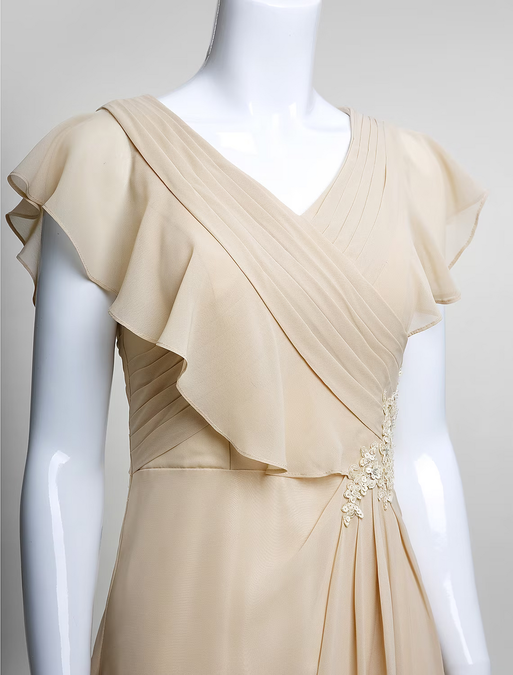 Mother of the Bride Dress Plus Size Elegant V Neck Floor Length Sleeveless with Criss Cross Appliques