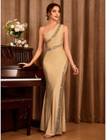 Party Dresses Sexy Dress Wedding Party Floor Length Sleeveless One Shoulder with Glitter