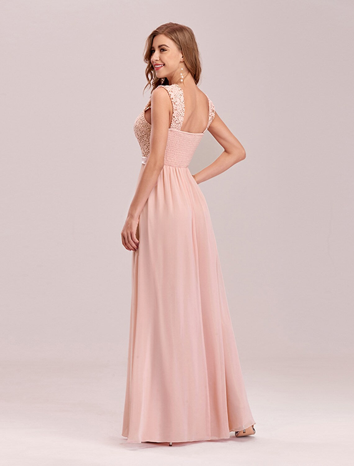 Formal Evening Dress Backless Sleeveless Floor Length with Pleats