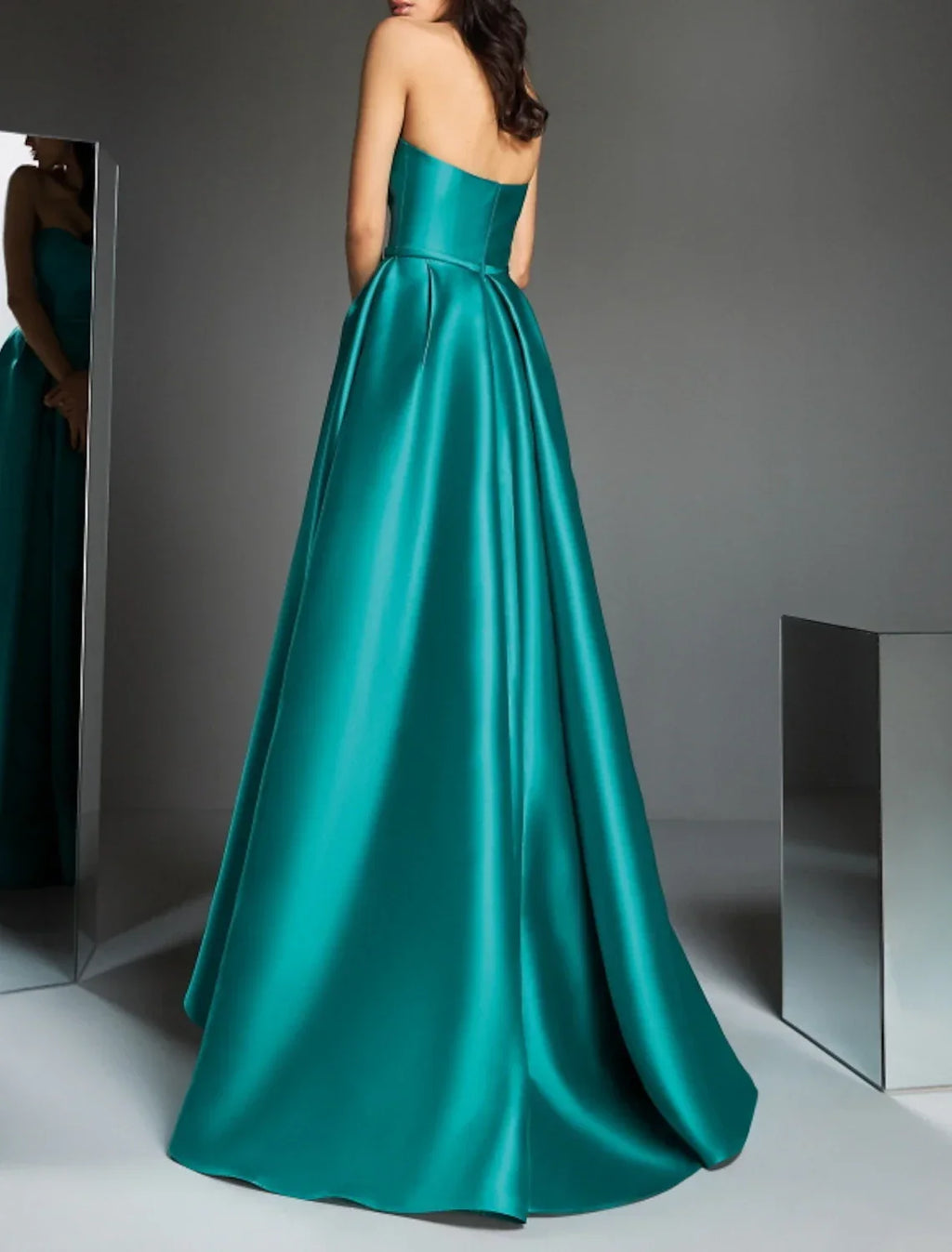Christmas Wedding Guest Sweep / Brush Train Sleeveless Strapless with Draping