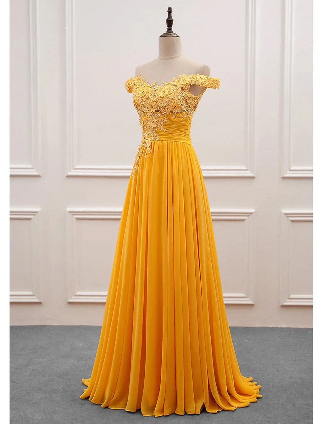 Wedding Guest Dresses Floral Dress Prom Sweep / Brush Train Sleeveless Off Shoulder with Appliques