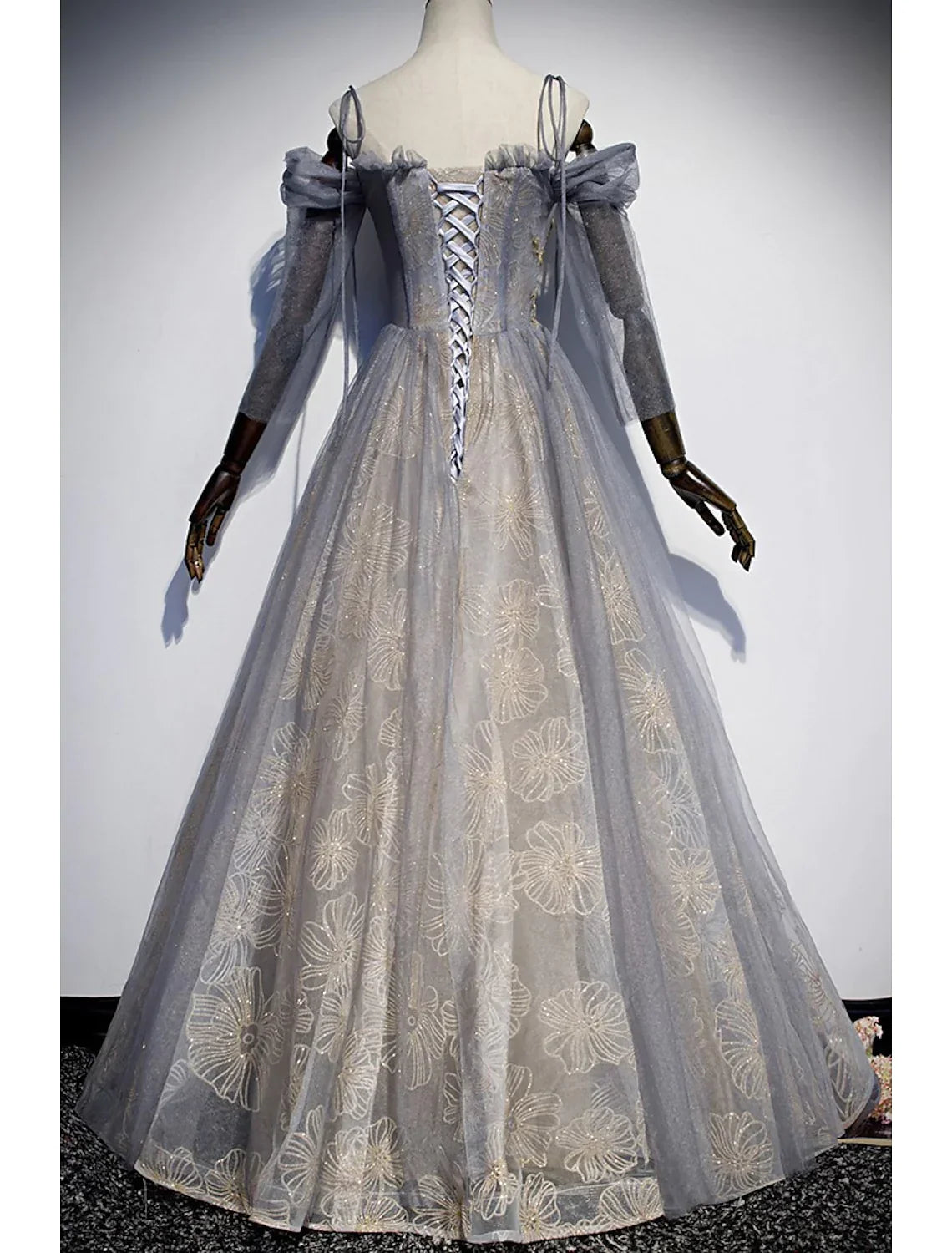 Wedding Floor Length Strap with Embroidery