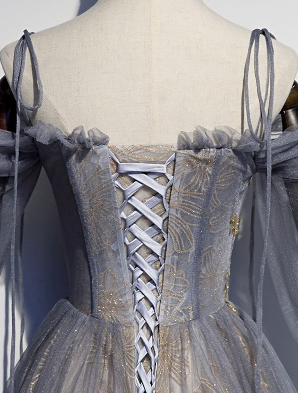 Wedding Floor Length Strap with Embroidery