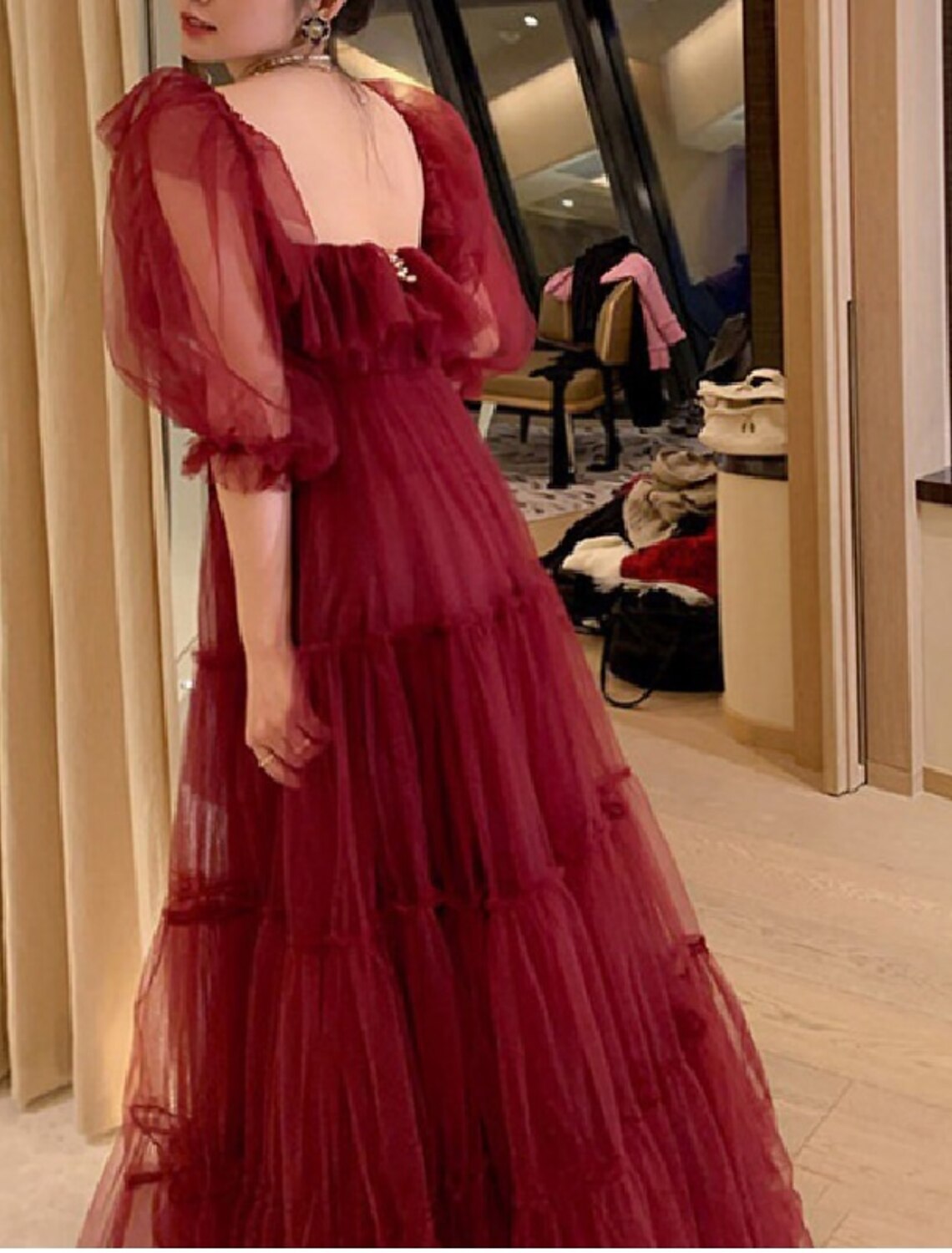 Ball Gown Elegant Princess Quinceanera Formal Evening Dress Off Shoulder Long Sleeve Floor Length