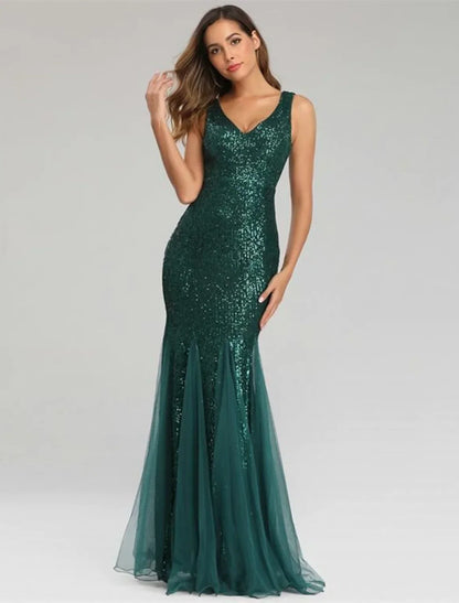 Elegant Red A-Line V-Neck Sleeveless Classic-Back Floor-Length Prom Dress