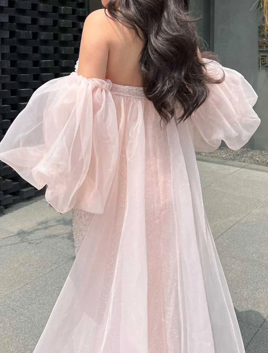 Mermaid / Trumpet Prom Dresses Sparkle & Shine Dress Formal Floor Length Short Sleeve Strapless with Pearls