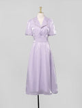 Vintage Dress Party Wear Length Short Sleeve Shirt Collar with Buttons