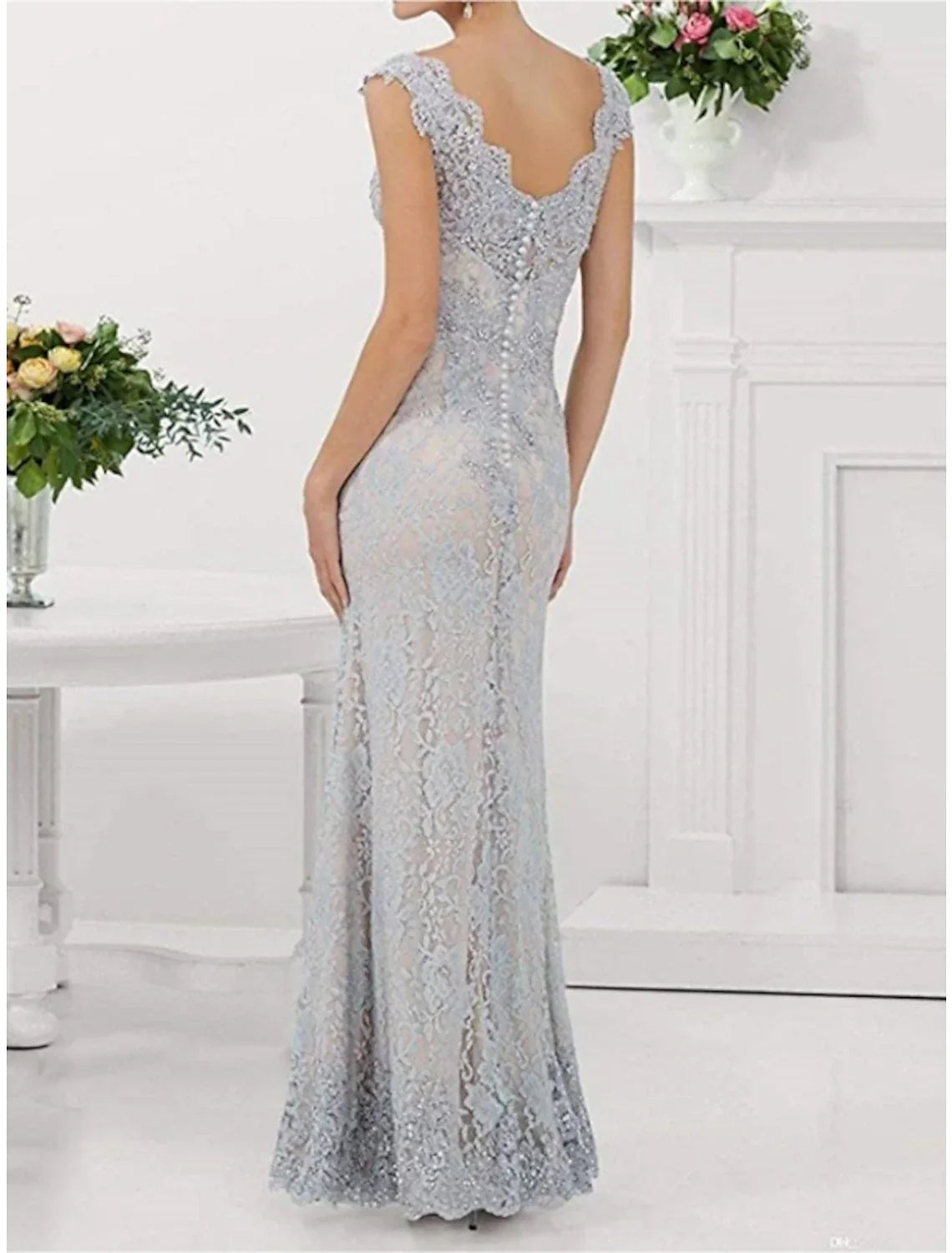 Sheath / Column Mother of the Bride Dress Wedding Guest Party Elegant V Neck Floor Length Sleeveless with Pleats Solid Color