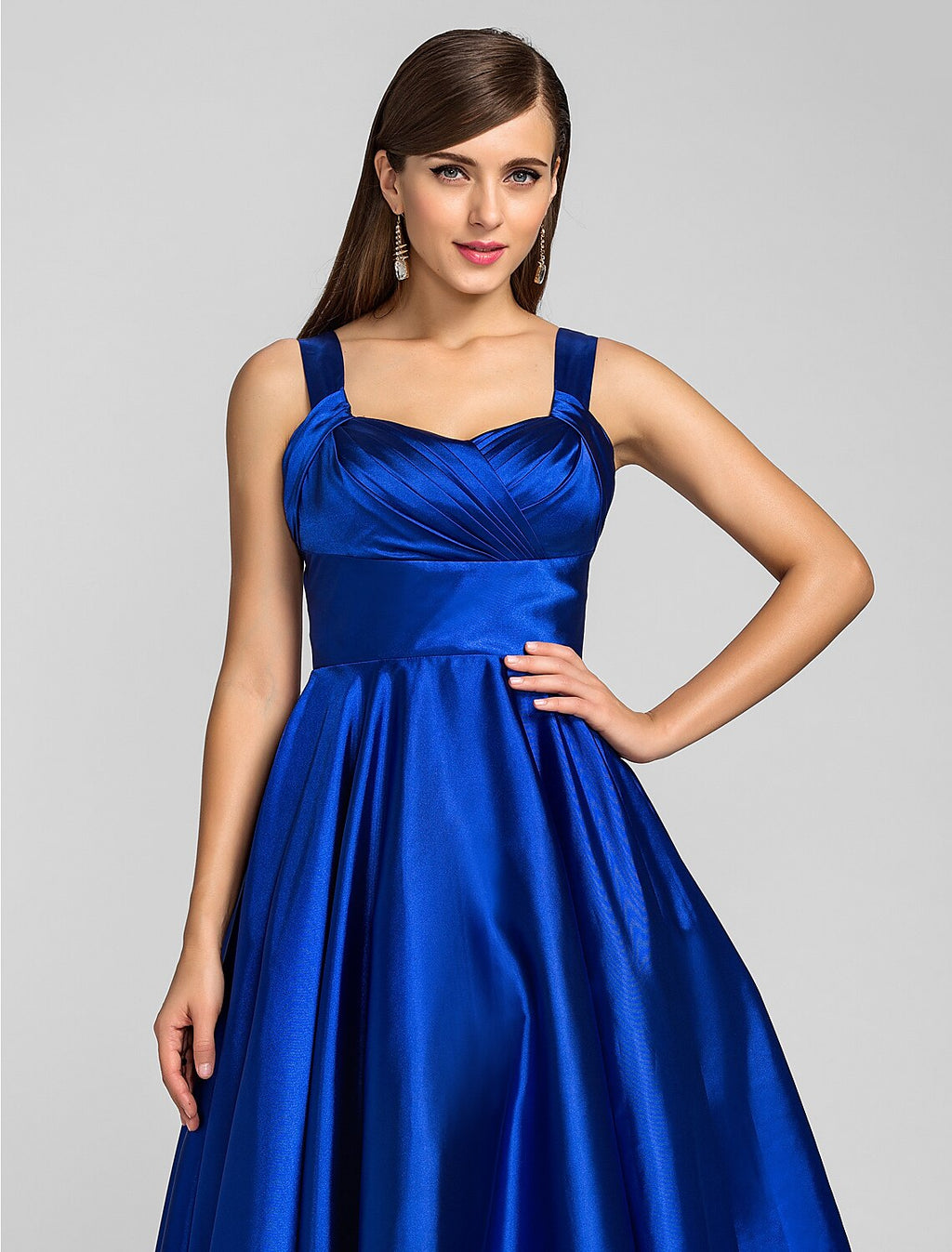 Minimalist Dress Wedding Guest Tea Length Sleeveless Square Neck with Criss Cross