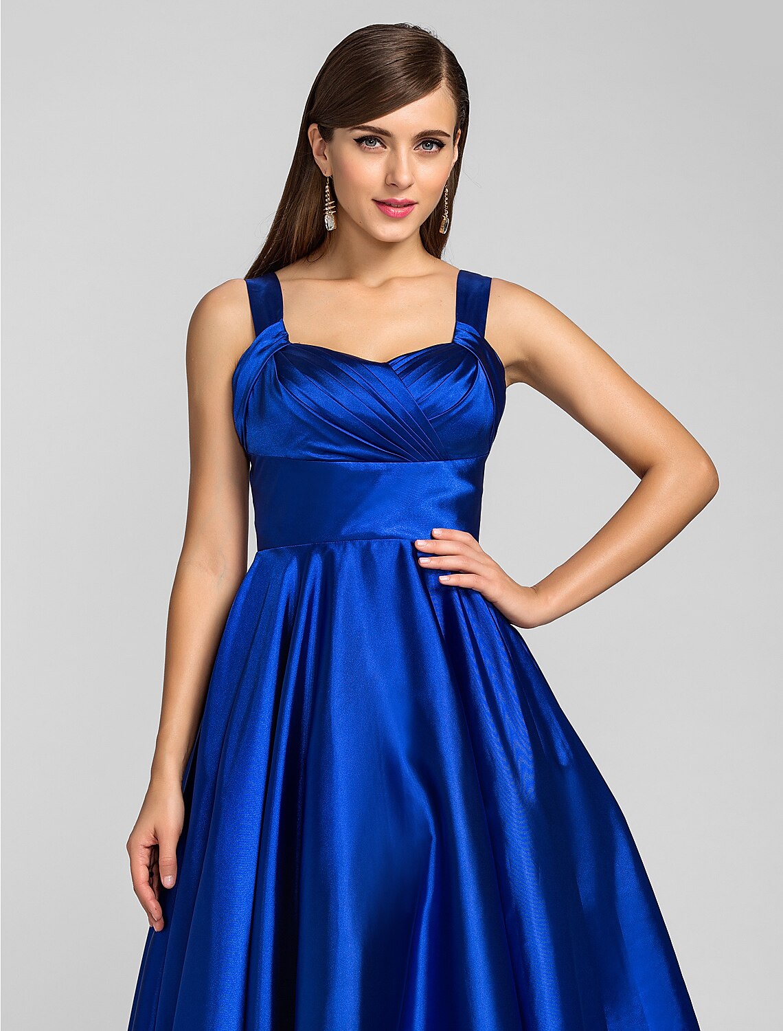 Minimalist Dress Wedding Guest Tea Length Sleeveless Square Neck with Criss Cross