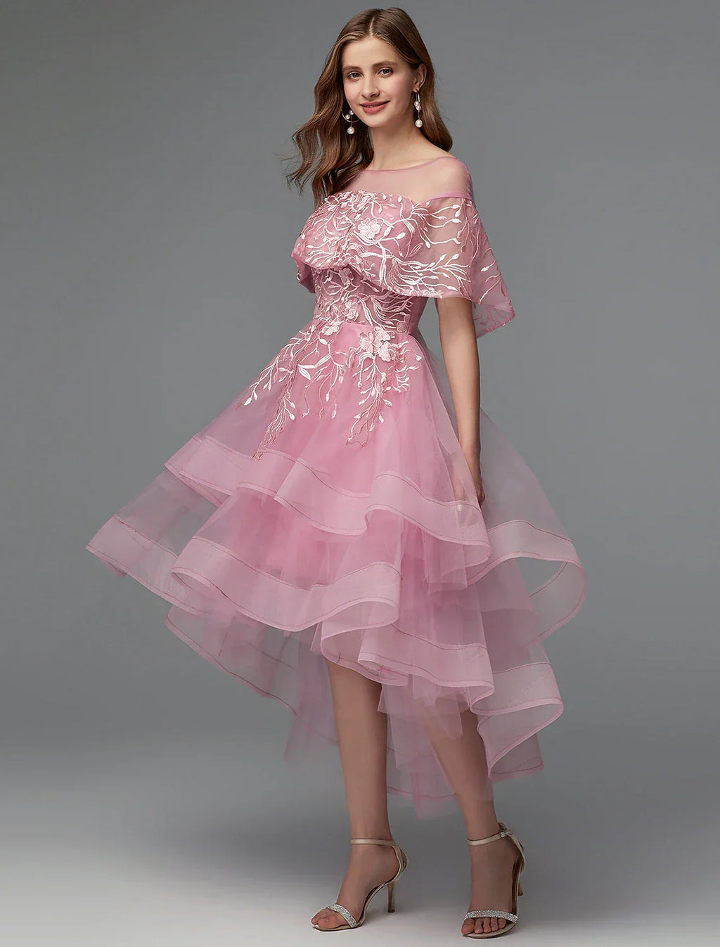 Holiday Wedding Guest Asymmetrical Sleeveless Illusion Neck Tie Back