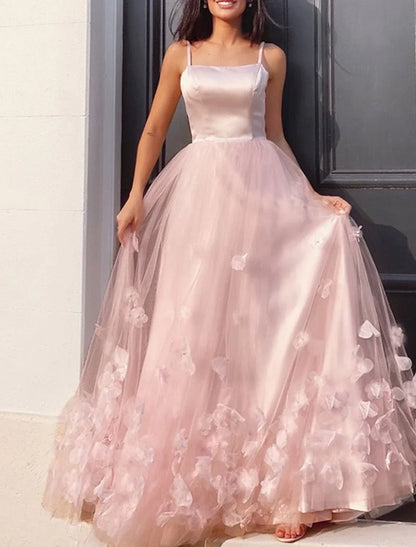Elegant Red A-Line Classic-Neck Sleeveless Classic-Back Floor-Length Prom Dress