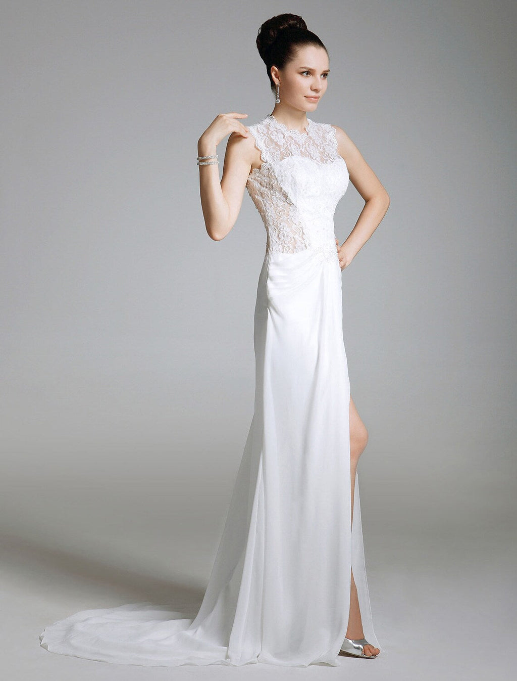 Celebrity Style Dress Formal Evening Sleeveless with Split Front