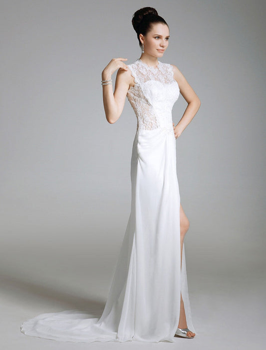 Elegant Red A-Line Classic-Neck Sleeveless Classic-Back Floor-Length Evening Dress