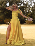 Princess Prom Birthday Dress One Shoulder Sleeveless with Bow(s) Slit