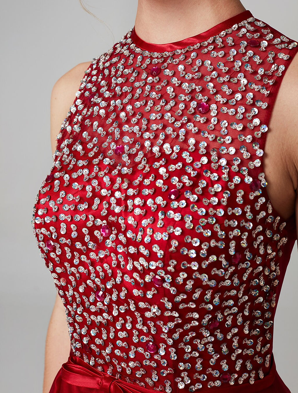 Sparkle & Shine Dress Wedding Guest Asymmetrical Sleeveless Jewel Neck with Bow(s)