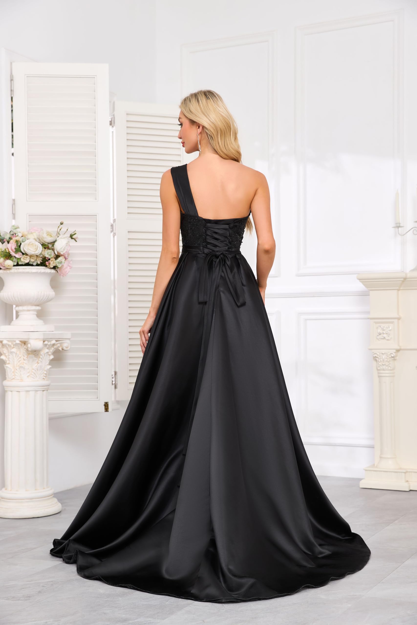 Evening Gown Celebrity Style Dress Formal Floor Length Sleeveless One Shoulder with Ruched Slit