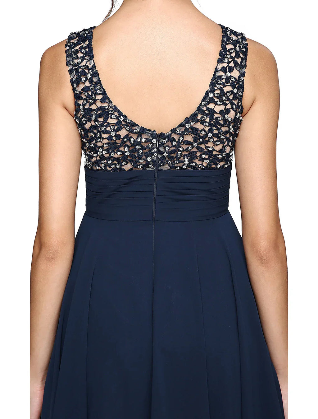 Cocktail Dresses Party Dress Wedding Guest Cocktail Party Knee Length Sleeveless Illusion Neck with Ruched