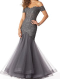 Mermaid / Trumpet Mother of the Bride Dress Elegant See Through Sweetheart Floor Length Cap Sleeve No with Beading Appliques