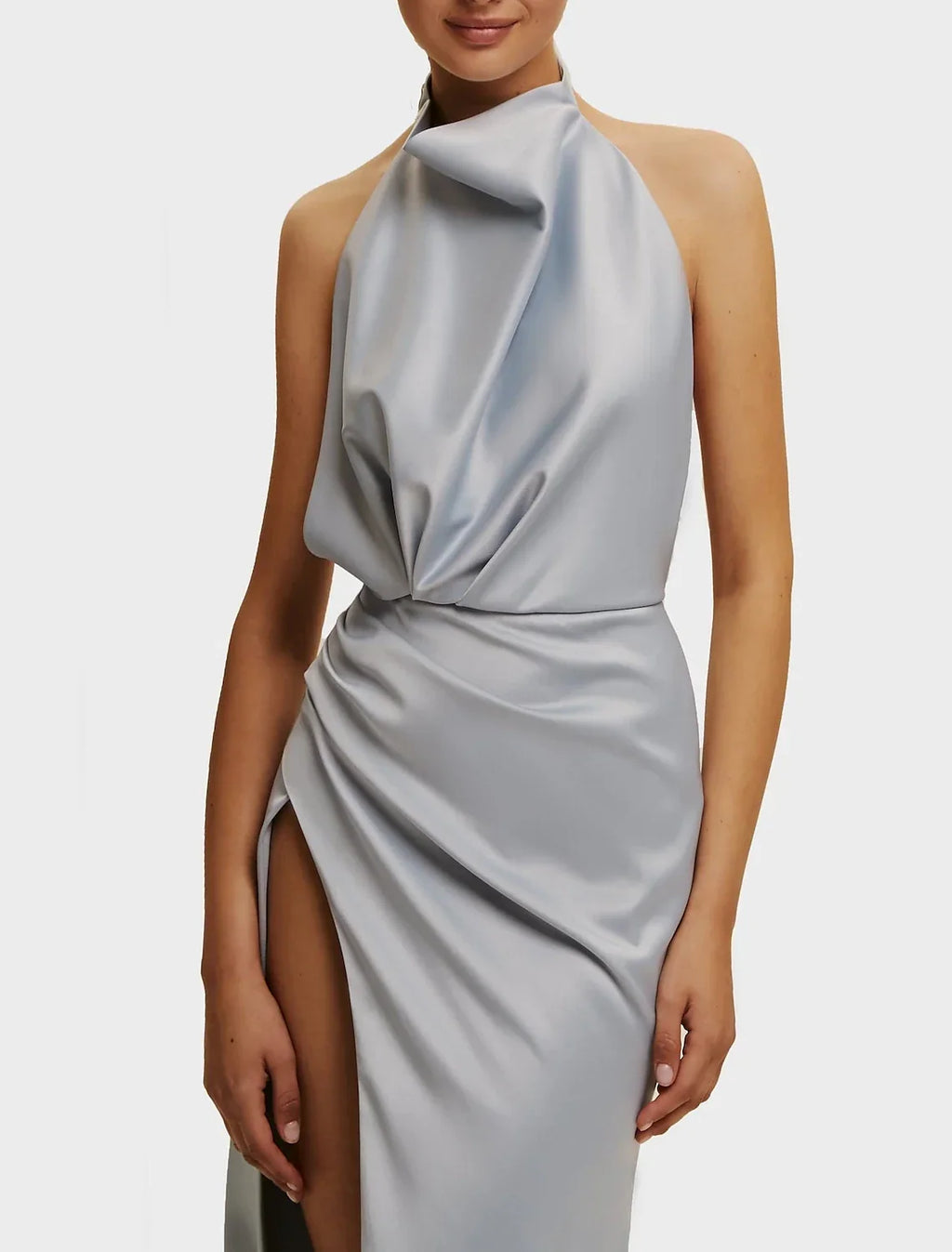 Sheath / Column Prom Dresses Elegant Dress Prom Court Train Sleeveless Halter Neck Fall Wedding Guest with Slit Pure Color