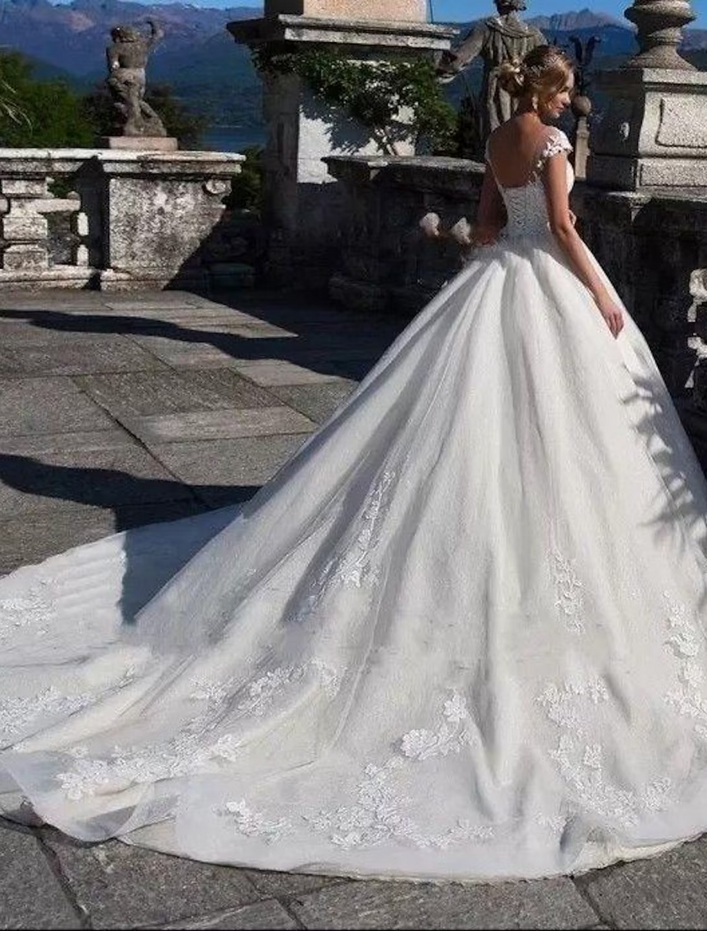 Engagement Open Back Sexy Formal Wedding Dresses Chapel Train Cap Sleeve With Appliques