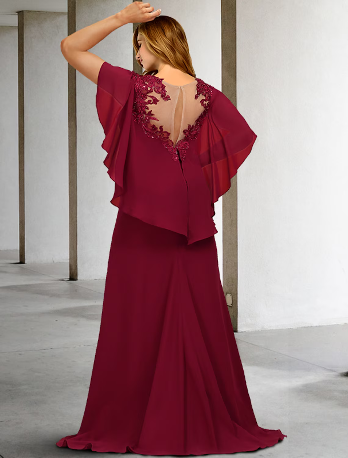 Vintage Red A-Line Classic-Neck Short-Sleeve Classic-Back Mini-Length Mother-of-the-Bride Dress