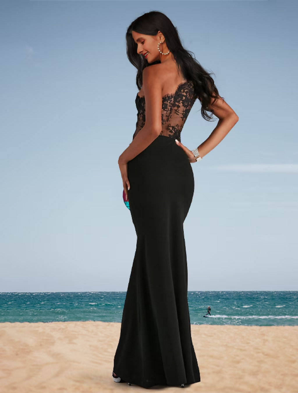 Floral Dress Wedding Party Floor Length Sleeveless One Shoulder Spandex with Appliques