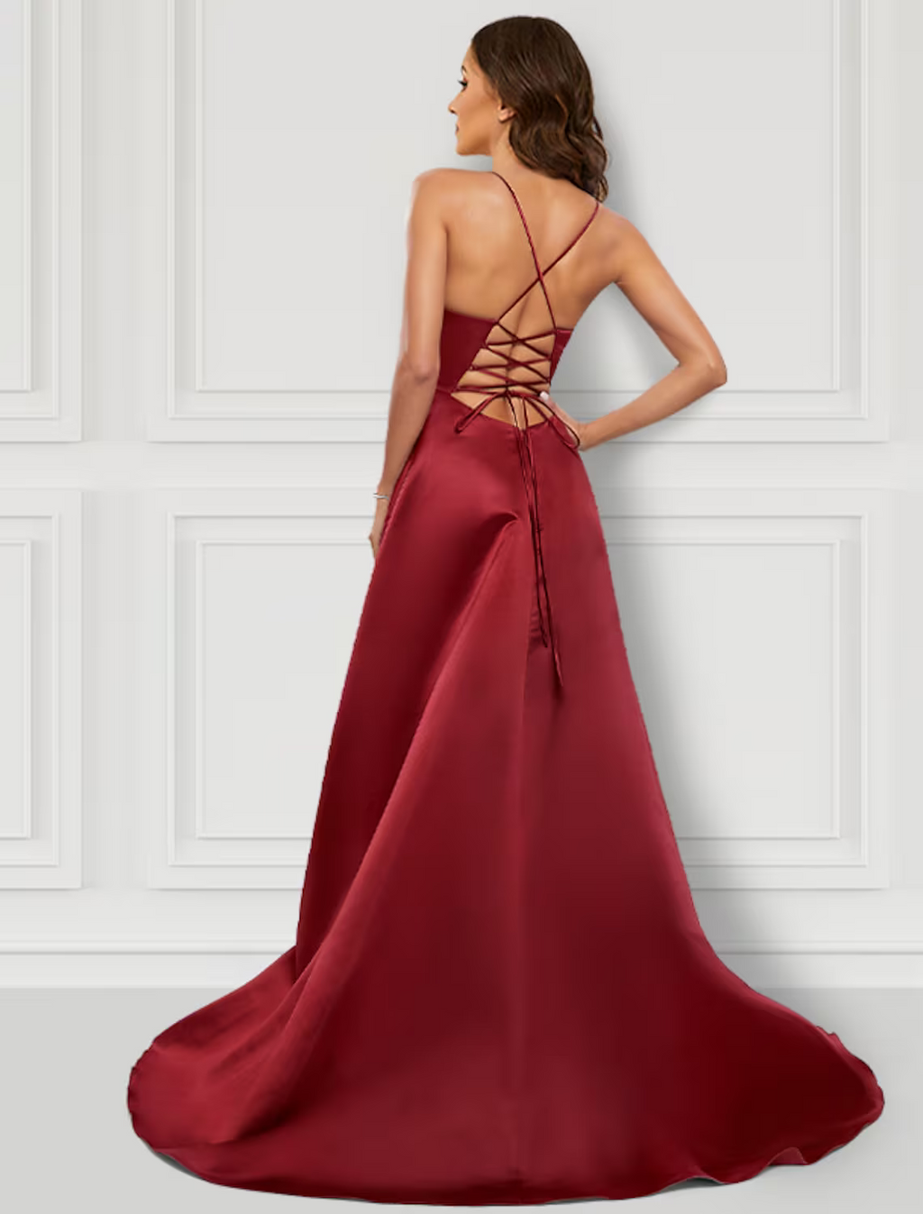 Sexy Dress Formal Asymmetrical Sleeveless Strap Charmeuse with Ruffles Slit