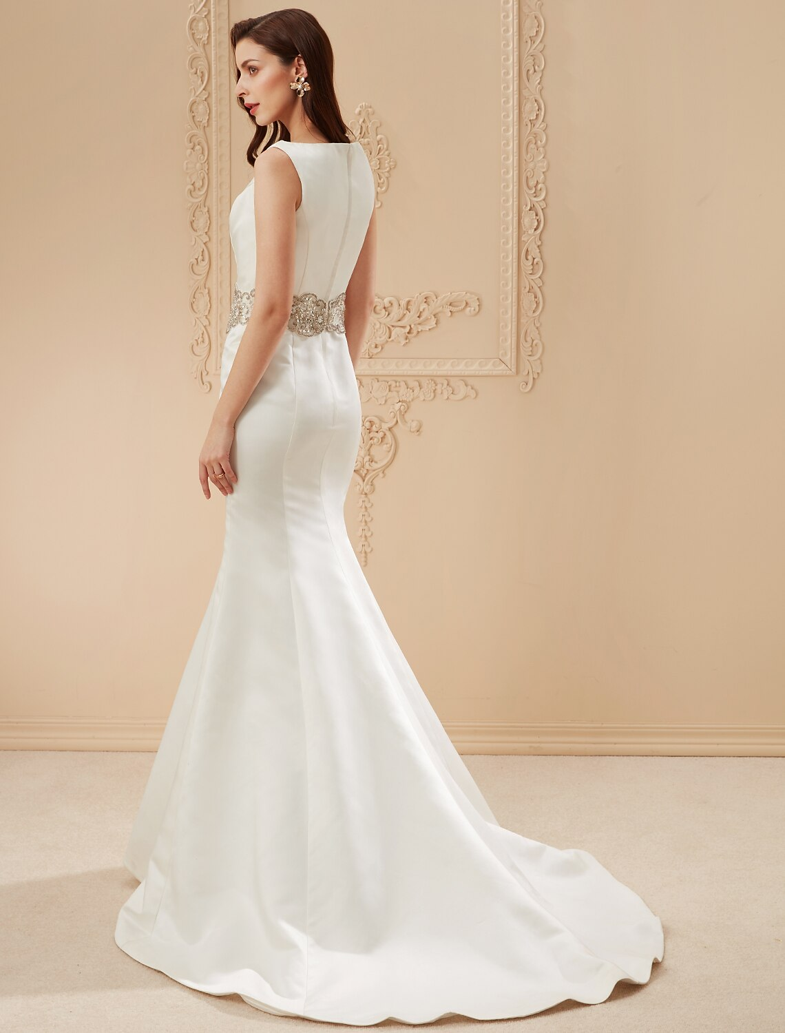 Wedding Dresses Regular Straps Neck With Beading