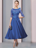 Mother of the Bride Dress Formal Church Party Elegant Half Sleeve with Sash Ribbon Bow(s)