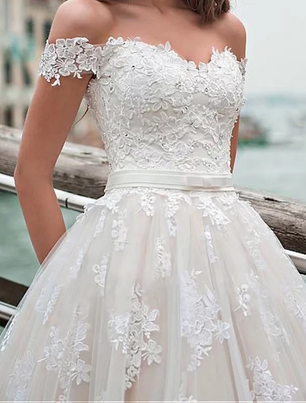 Engagement Formal Wedding Dresses Chapel Train Ball Gown Short Sleeve Off Shoulder With Appliques