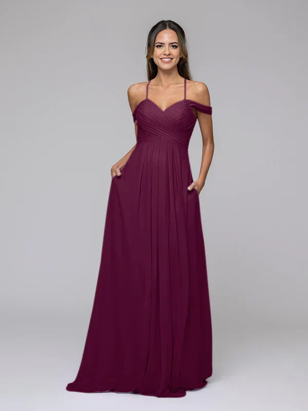 Sweetheart Cold Shoulder Crisscross Back Bridesmaid Dresses