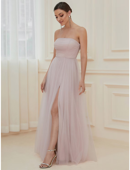 Elegant Red A-Line Classic-Neck Sleeveless Classic-Back Floor-Length Wedding Dress