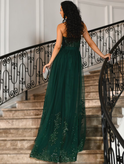 Elegant Red A-Line Sweetheart Sleeveless Classic-Back Floor-Length Evening Dress