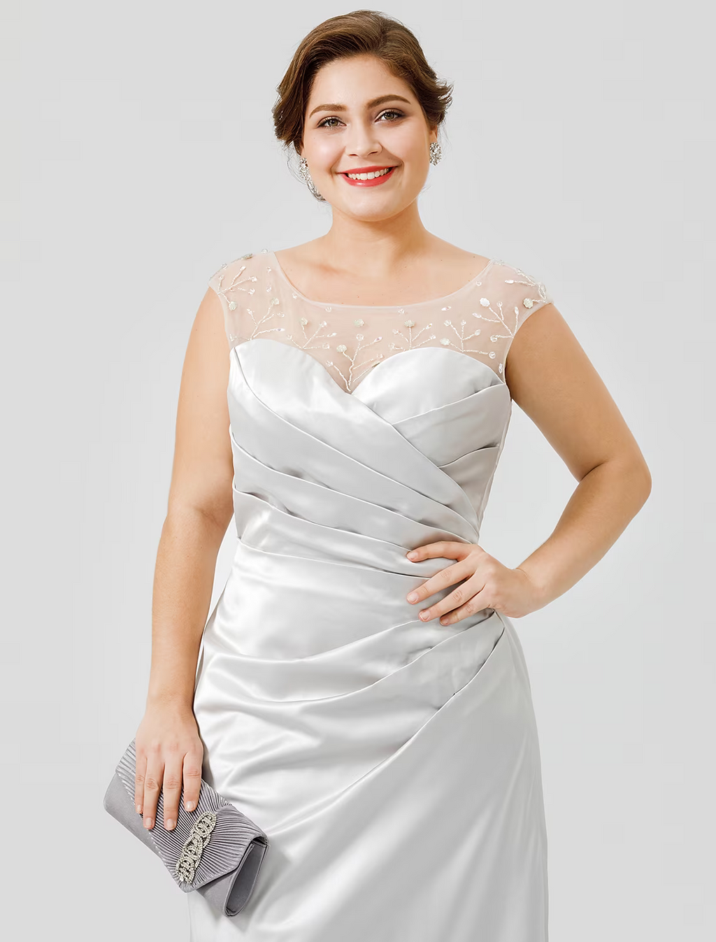 Mother of the Bride Dress Classic Timeless Elegant Luxurious Plus Size Floor Length Sleeveless No with Pleats Crystals