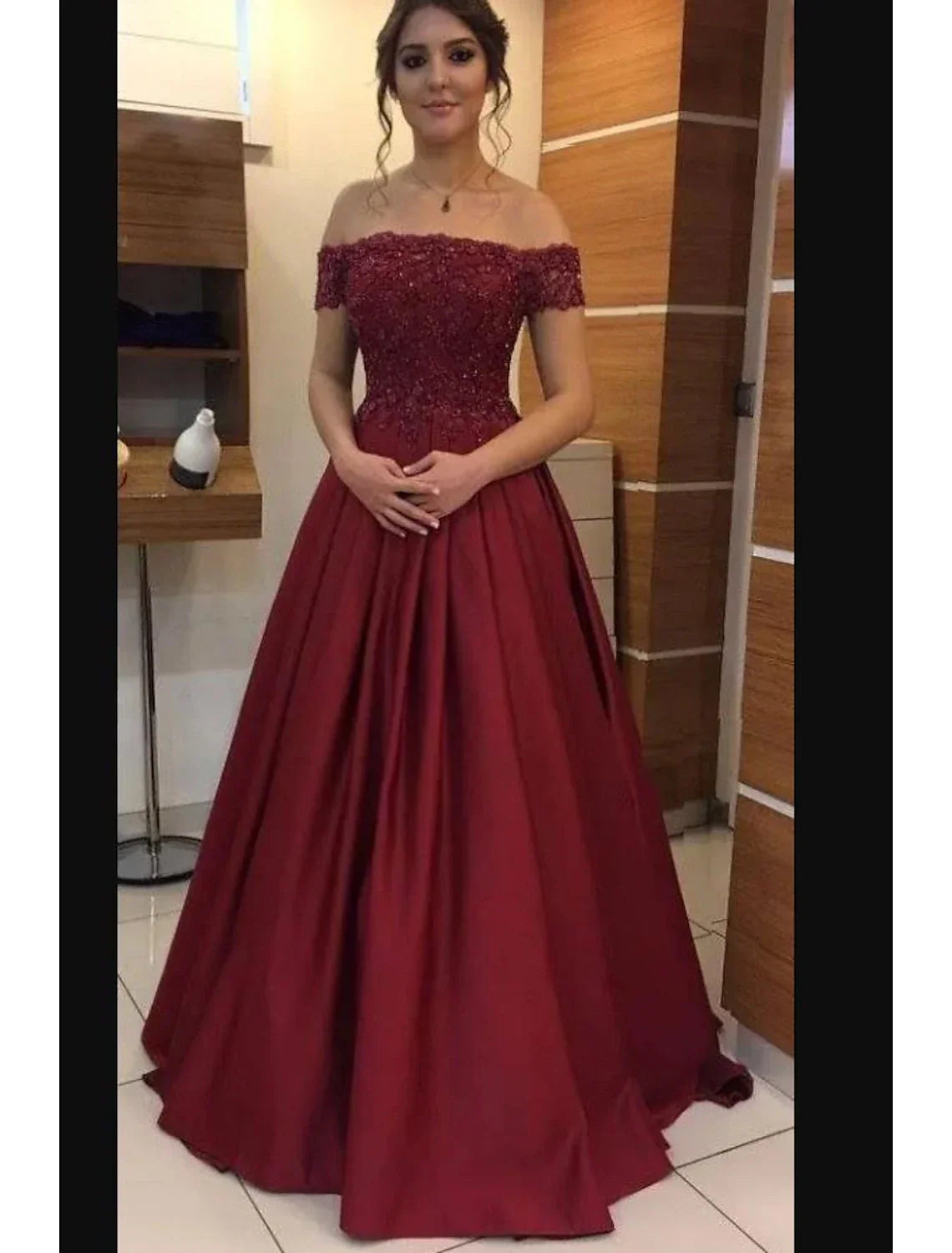 Wedding Guest Dresses Minimalist Dress Evening Party Floor Length Short Sleeve Strapless with Beading Appliques