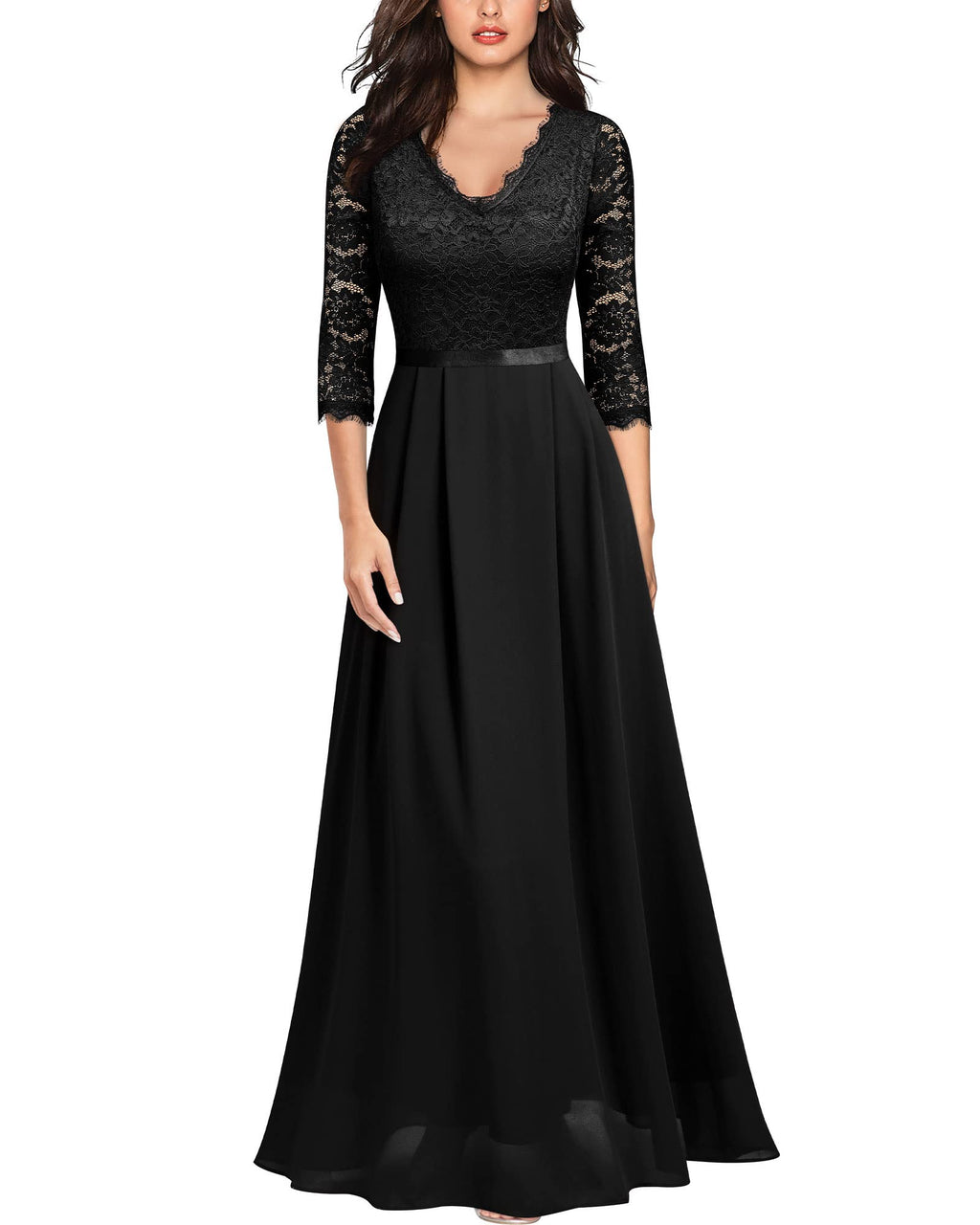 Mother of the Bride or Groom Dresses Floral 2/3 Sleeves Long Dress Formal Dress Wedding Guests Dresses