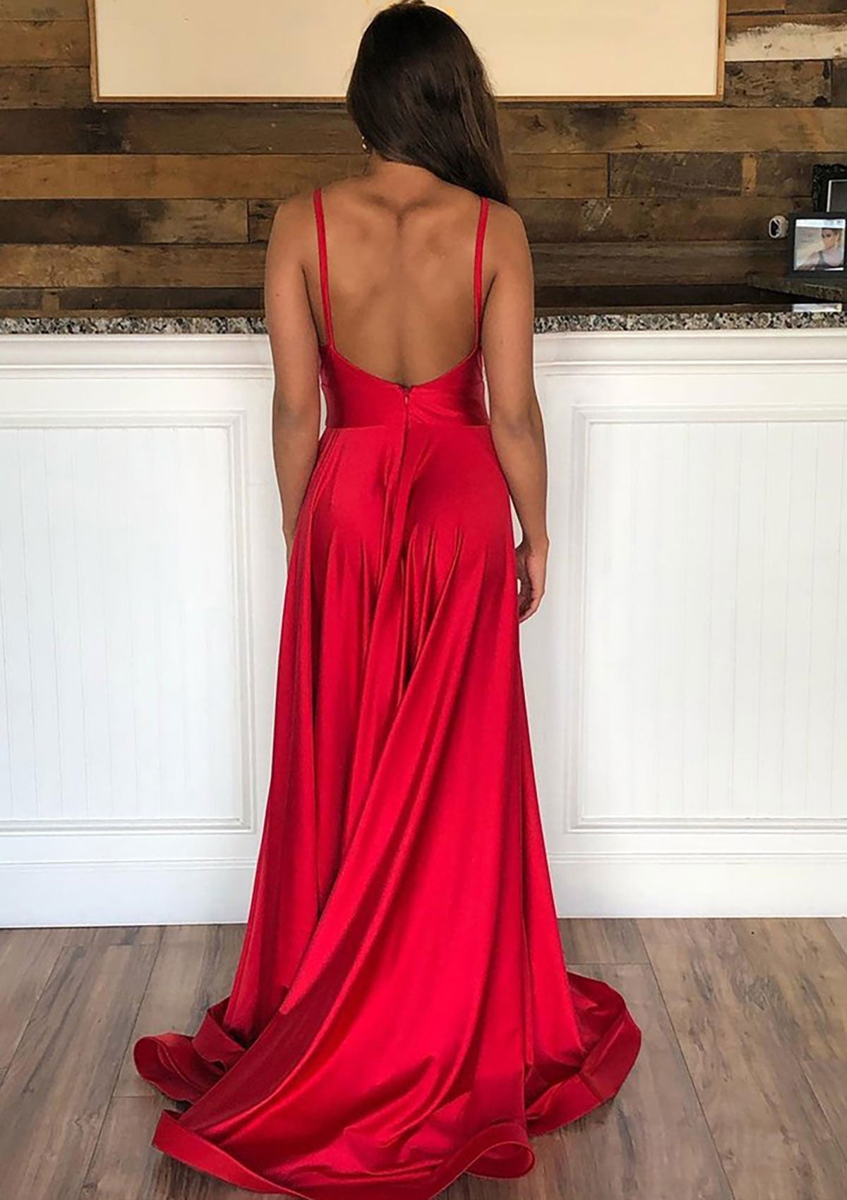 Sleeveless Court Train Prom Dress With Pleated Split
