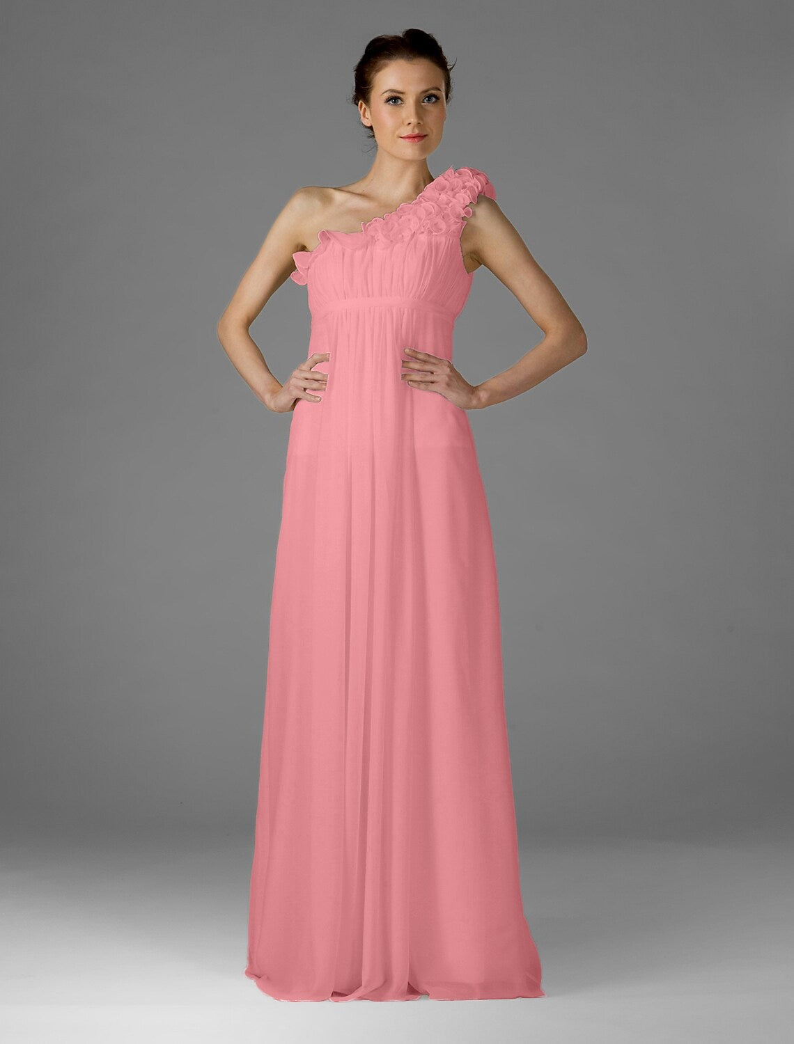 Bridesmaid Dress One Shoulder Sleeveless Elegant Floor Length